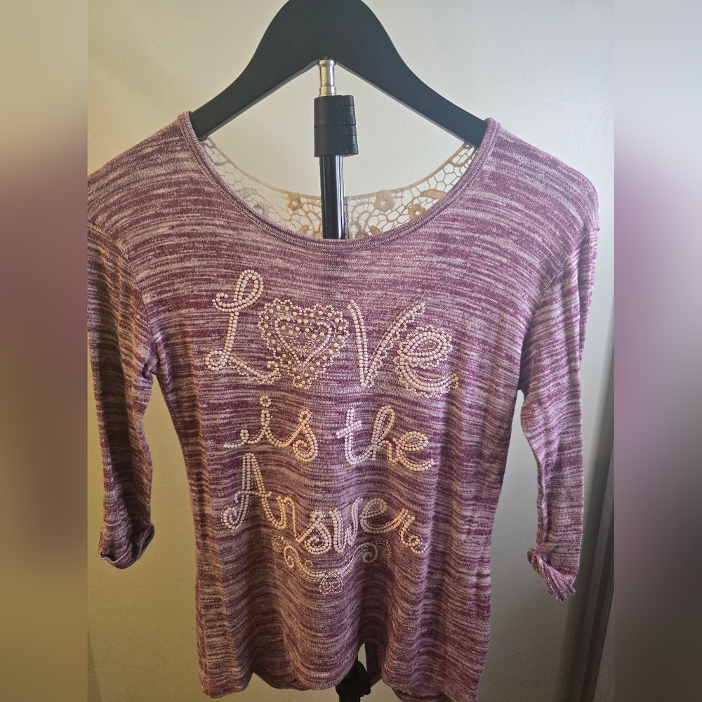 Beautees Purple Long Sleeve Graphic Tee